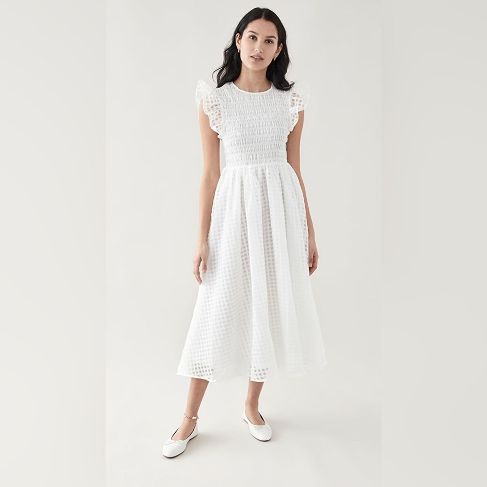 En Saison size medium women’s organza gingham midi dress White Midi Dress
